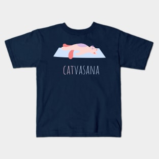 Savasana - Yoga Cat Catvasana Funny Relax Kids T-Shirt